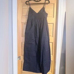 Quince Navy Blue Organic Cotton Sleeveless Maxi Dress sz S Women's NWT Pockets